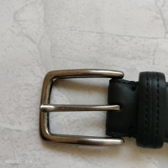 Columbia Men's Trinity Belt Black Silver Buckle Leather Lining Classic Business - Picture 10 of 11